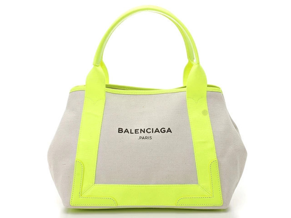 Balenciaga Bag Navy Blue Tote Cabas Canvas Calfskin
